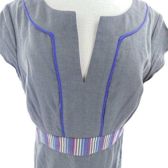 Boden stunning linen dress in grays/purples sz 12 - Picture 3 of 14